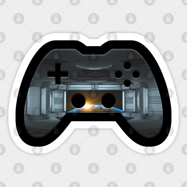 Futuristic Starship - Gaming Gamer Abstract - Gamepad Controller - Video Game Lover - Graphic Background Sticker by MaystarUniverse